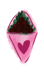 Pink Bouquet with a Red Rose