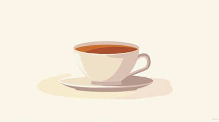 Fototapeta premium Illustrative tea cup with clean lines, soft color gradients, and a flat design style that emphasizes its graceful shape and artistic simplicity on a clear background.