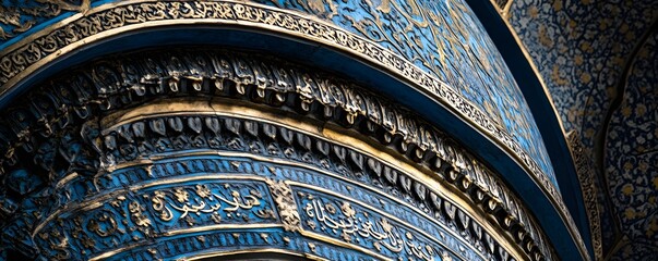 Intricate architectural details showcase stunning blue and gold design