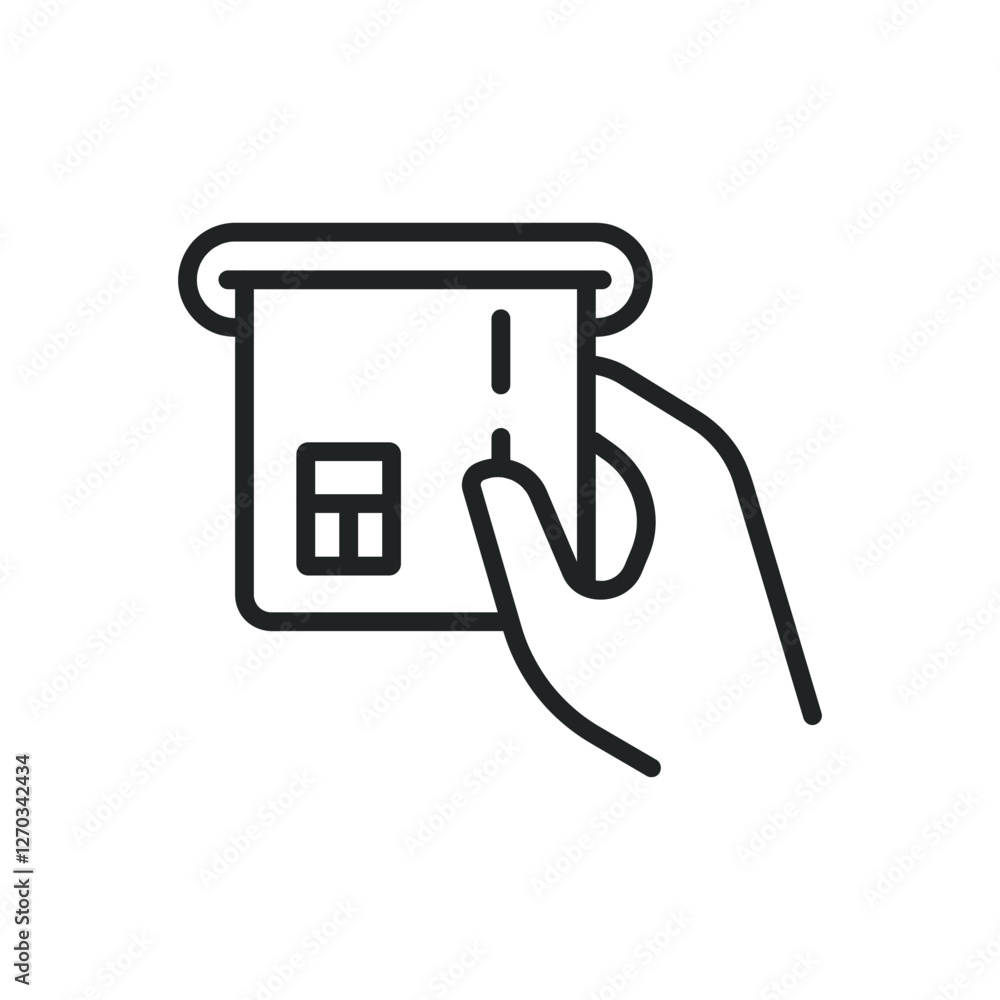 Poster atm thin line icons. editable stroke and perfect pixel on transparent background