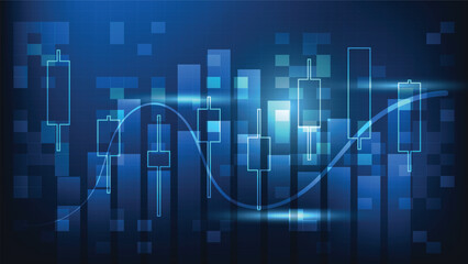 finance background. candlesticks and bar chart show stock market trend