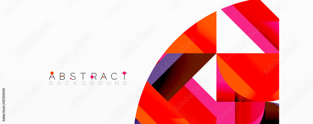 Poster Circles, semi circles, squares and round triangles. Geometric mosaic style pattern abstract background for wallpaper, banner, backdrop, card, book Illustration, landing page