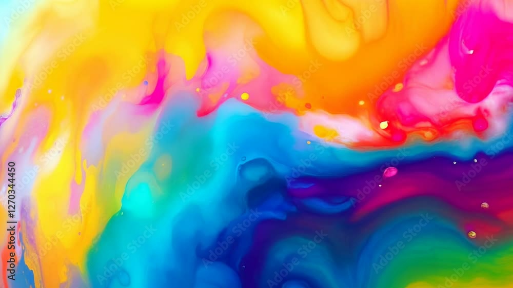 Poster vibrant liquid color explosion in dynamic flowing abstract animation