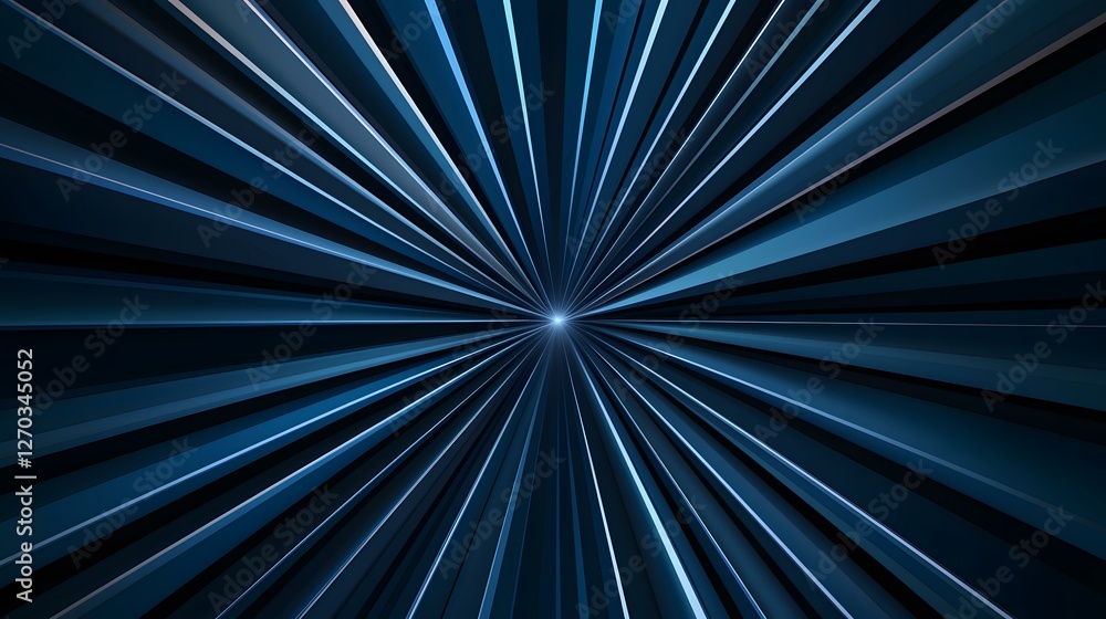 Poster the image contains an abstract design of numerous dark blue lines radiating outwards from a central 