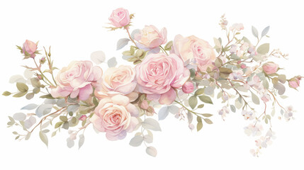 Rose watercolor hand-painted decorative elements