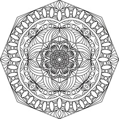 Fototapeta premium Simple Line Drawings, Line Drawings for Painting Practice, Mandala Paintings, Line Drawings for Making Coloring Books, Printings, Covers, Patterns on Product Surfaces.