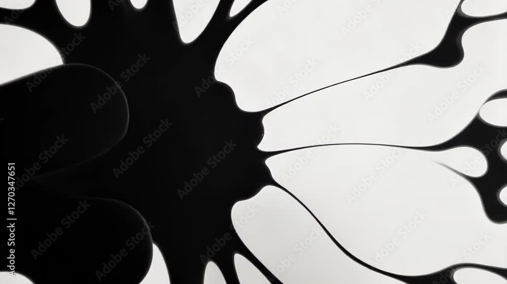 Poster bold black ink splatters on crisp white background capturing abstract artistic expression in modern 