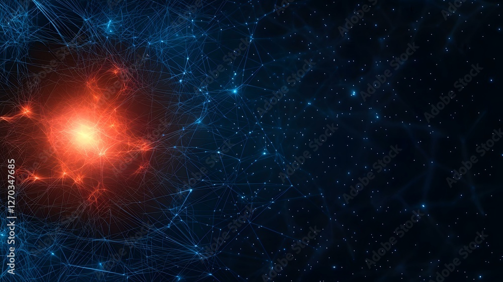Aufkleber the image shows a vibrant abstract representation of a network, possibly a neural network or a cosmi