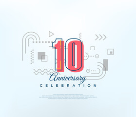 Fototapeta premium Cartoons number 10th to celebrate birthday. modern vector design. Premium vector for poster, banner, celebration greeting.