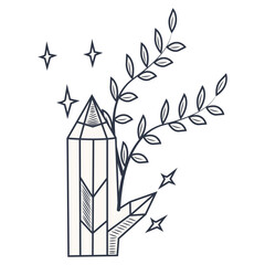 Mystical Celestial Clipart on White Background. Vector Illustration in Hand Drawn Style.