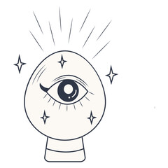 Mystical Celestial Clipart on White Background. Vector Illustration in Hand Drawn Style.