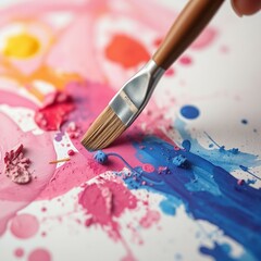 Fototapeta premium brush and paints and Color mixing Beautiful image 