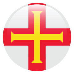 Flag of Guernsey. Guernsey round flag logo icon computer vector illustration design