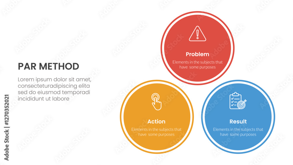 Poster par method infographic 3 point with balance pyramid circle stack triangle structure for slide presen