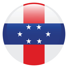 Flag of Netherlands Antilles. Netherlands Antilles round flag logo icon computer vector illustration design