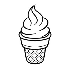 Hand-Drawn Soft Serve Ice Cream Spring Line Art Illustration