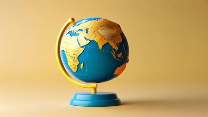 A colorful globe depicting continents and oceans, designed for educational purposes.