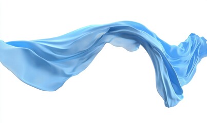 Obraz premium Flowing light blue fabric, isolated, studio background, design element