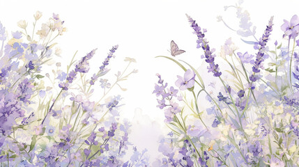 Naklejka premium Lavender watercolor hand-painted decorative elements