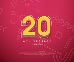 10th Anniversary with a cartoon design with a clean red background. Premium vector for poster, banner, celebration greeting.