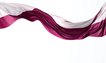 Flowing maroon and white fabric, abstract design, white background, design element