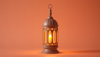 Obraz premium Elegant Ramadan lantern glowing warmly in a serene setting