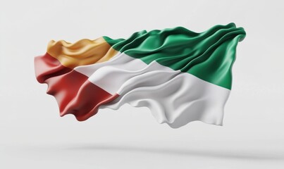 Ivory Coast flag waving, white background, patriotic symbol, website design