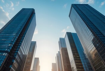 Office skyscrapers in business district 
