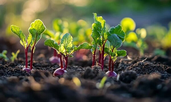 Vibrant Young Plants Flourishing in the Summer Sun.
