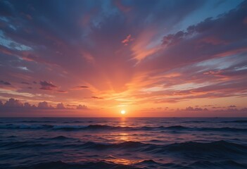 Obraz premium Sunset ocean empty canvas texture background 