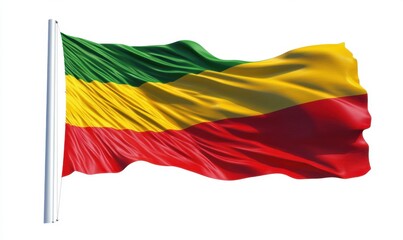 Waving Congolese flag, isolated on white background, patriotic symbol, website use