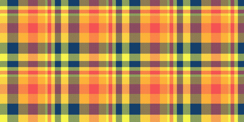 Vibrant yellow, orange, and teal plaid pattern.  Perfect for textile design, website backgrounds, or fashion projects. This cheerful, seamless texture evokes warmth and energy.
