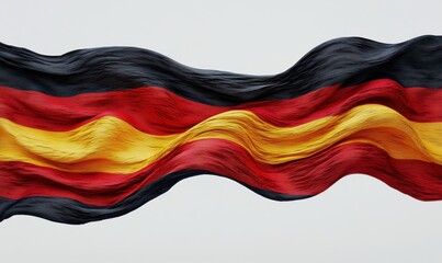 Naklejka premium Waving German flag, studio shot, neutral background, patriotic symbol, website design
