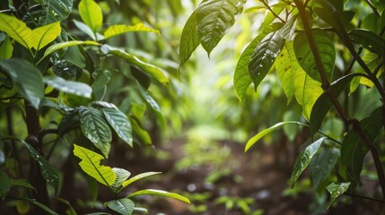 Lush Green Leafy Pathway Through Vibrant Foliage