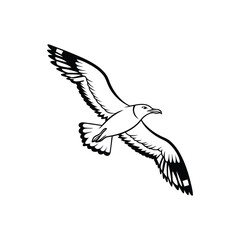 Soaring Bird Silhouette with Outstretched Wings – Minimal Vector Art