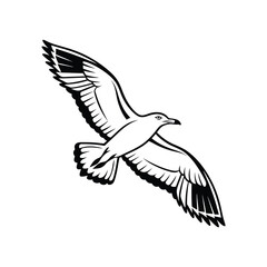 Obraz premium Soaring Bird Silhouette with Outstretched Wings – Minimal Vector Art