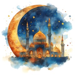 Eid ul adha poster design and Islamic Mosques illustration.