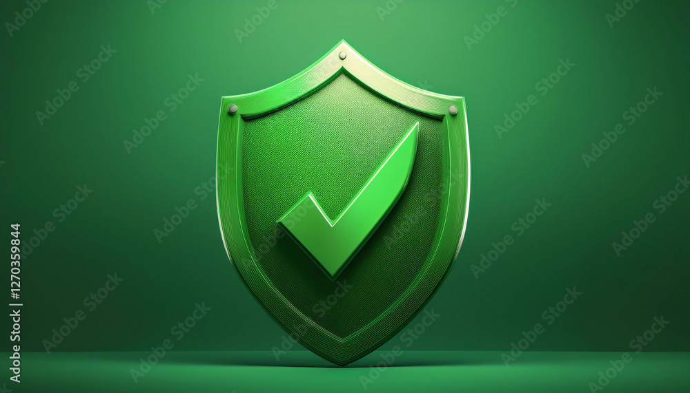 Aufkleber a green shield with a check mark symbolizes security and trust, representing protection and assuranc