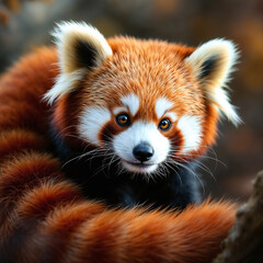 Expressive Red Panda Portrait with Distinctive Markings Against Natural Background
