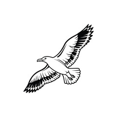 Obraz premium Soaring Bird Silhouette with Outstretched Wings – Minimal Vector Art