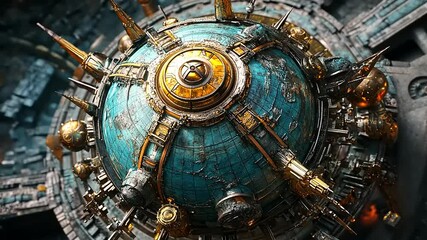 A detailed, futuristic globe with metallic accents and spikes, suggesting advanced technology. - Powered by Adobe