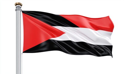 South Yemen flag waving, white background, patriotic symbol, national pride, website use