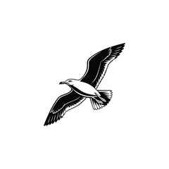 Soaring Bird Silhouette with Outstretched Wings &ndash; Minimal Vector Art