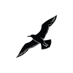 Soaring Bird Silhouette with Outstretched Wings – Minimal Vector Art