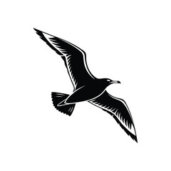 Soaring Bird Silhouette with Outstretched Wings &ndash; Minimal Vector Art