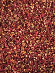 Sichuan pepper.closeup of Chinese pepper (Zanthoxylum schinifolium) background. 