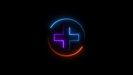 Obraz premium neon line glowing plus button illustration