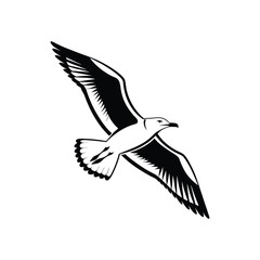 Soaring Bird Silhouette with Outstretched Wings – Minimal Vector Art