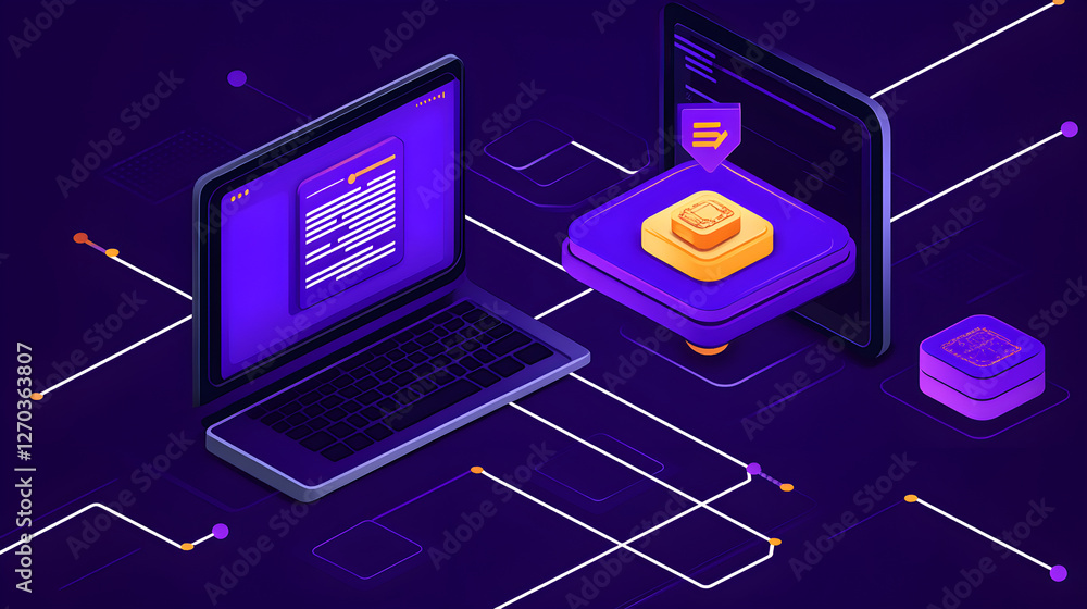 Poster enhancing cybersecurity operations with digital interfaces virtual environment infographic technolog