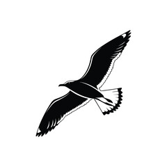 Soaring Bird Silhouette with Outstretched Wings &ndash; Minimal Vector Art